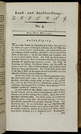 Leipziger Kunst- und Buchhandlungs-Zeitung. No. 4. Den 26ten März 1790.