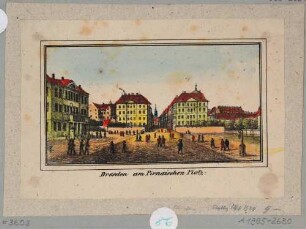 Dresden, Blick vom Pirnaischen Platz nach Westen, links die ***apotheke, mittig zwei Palais von Thormeyer mit Blick in die Landhausstraße