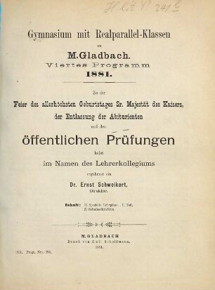 Programm. 1880/81
