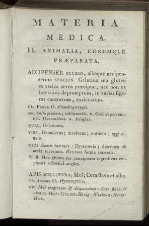 II. Animalia, Eorumque Præparata.