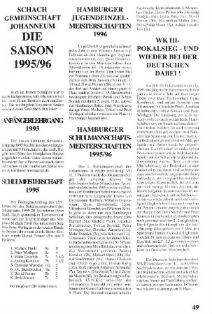 Schach Gemeinschaft Johanneum DIE SAISON 1995/96