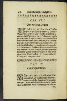 Cap. IX. Von Begräbnussen.