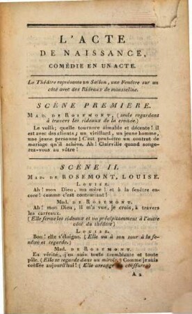 L' acte de naissance : comédie en un acte et en prose