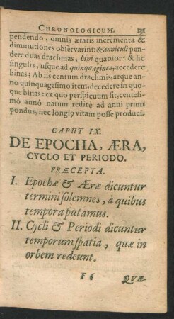 Caput IX. De Epocha, Aera, Cyclo Et Periodo.