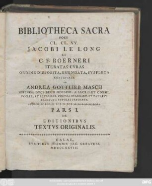 Ps. 1: De Editionibvs Textvs Originalis