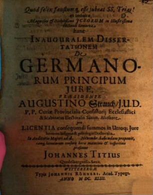 Inaug. diss. de Germanorum principum iure