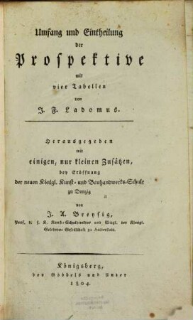 Umfang und Eintheilung der Prospektive