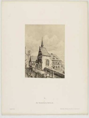 Die Jakobskapelle oder Wasserkapelle unterhalb der Burg in Meißen, Blatt 18 aus der Mappe "Meißen" nach Federzeichnungen von Bernhard Mannfeld