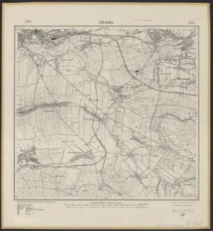 Messtischblatt [5778] = 3352 : Gleiwitz, heute Gliwice, Polen, 1916 : Messtischblatt [5778] = 3352 : Gleiwitz. - Aufn. 1882, hrsg. 1884, Auflagedruck 1916. - [Berlin] : Reichsamt für Landesaufnahme, 1916. - 1 Kt. : einfarbig. - Ohne Gitternetz. - Ohne Planzeiger. - Ohne Zeichenerklärung.