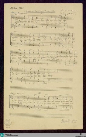 2 Altdeutsche Volkslieder für Mänerchor - Mus. Hs. 1151 : Coro maschile