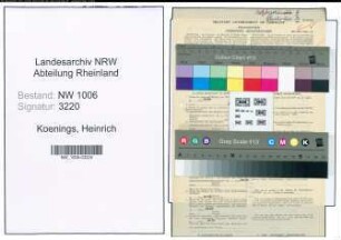 Entnazifizierung Heinrich Koenings , geb. 03.01.1896 (Schuhmacher)