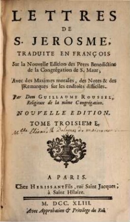 Lettres de S. Jerome. T. 3 (1743)