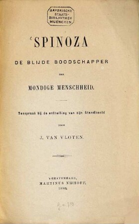 Spinoza, de blijde boodschapper der mondige menschheid