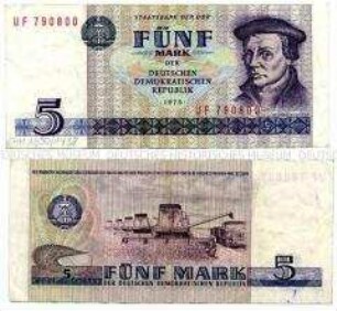 Banknote 5 Mark der Deutschen Demokratischen Republik