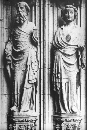Köln, Dom, St. Peter und St. Maria, Westseite, Petersportal, Apostel Paulus u. Johannes, Ev. Umkreis Parlerwerkstatt
