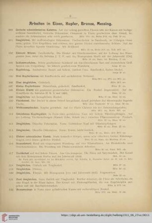 Arbeiten in Eisen, Kupfer, Bronze, Messing (Nr. 100-153)