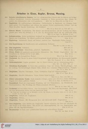 Arbeiten in Eisen, Kupfer, Bronze, Messing (Nr. 100-153)