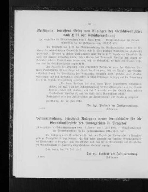 Verfügung, betreffend Ersatz von Auslagen der Gerichtsvollzieher nach § 21 der Gebührenordnung