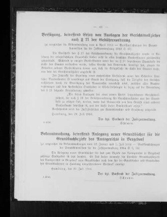 Verfügung, betreffend Ersatz von Auslagen der Gerichtsvollzieher nach § 21 der Gebührenordnung
