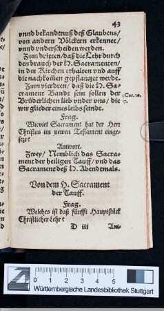 Von dem H. Sacrament der Tauff