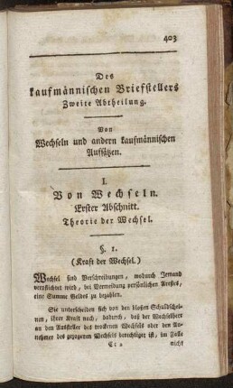 I. Von Wechseln