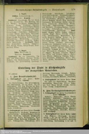 Einteilung der Stadt in Kirchenbezirke der evangelischen Gemeinde