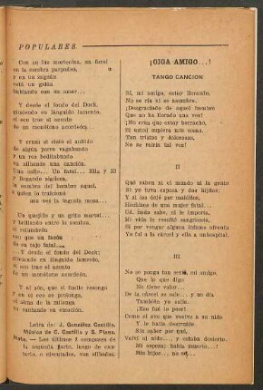 ¡Oiga amigo...! : Tango canción