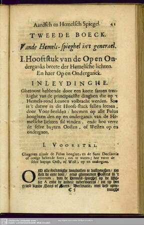 Tweede Boeck. Van de Hemels.spieghel in´t generael