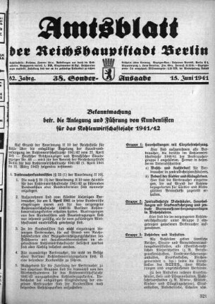 38. Sonderausgabe, 15. Juni 1941