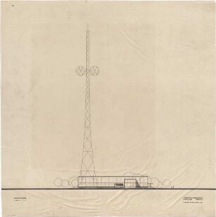 Schneider - Esleben, Paul; Hannover, Messegelände; Ausstellungspavillon und Turm für die Mannesmann AG - Turm und Pavillon (Ansicht von Norden)