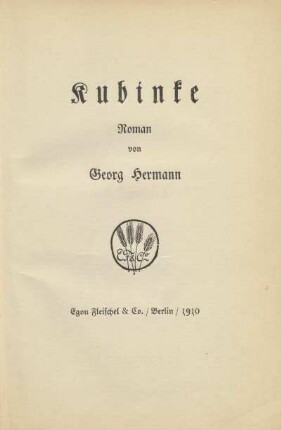 Kubinke : Roman