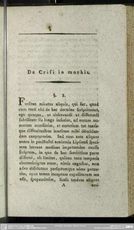 [§§. 1. - 2.] De Crisi in morbis