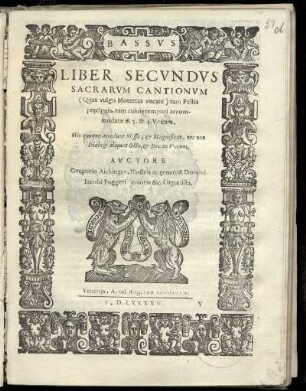 Gregor Aichinger: Liber secundus sacrarum cantionum ...