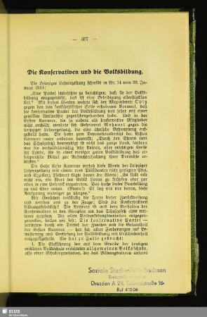 Die Konservativen und die Volksbildung