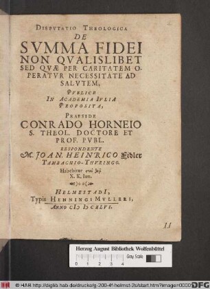 Disputatio Theologica De Summa Fidei Non Qualislibet Sed Quae Per Caritatem Operatur Necessitate Ad Salutem