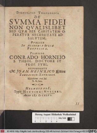 Disputatio Theologica De Summa Fidei Non Qualislibet Sed Quae Per Caritatem Operatur Necessitate Ad Salutem