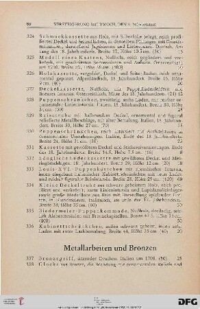 Metallarbeiten und Bronzen (Nr. 337-404)