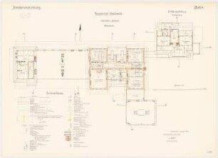 Universität Greifswald Chemisches Institut (mit Direktorenwohnhaus): Grundriss 3. Obergeschoss (Ch. I.), Grundriss Dachgeschoss (Dir.) 1:100