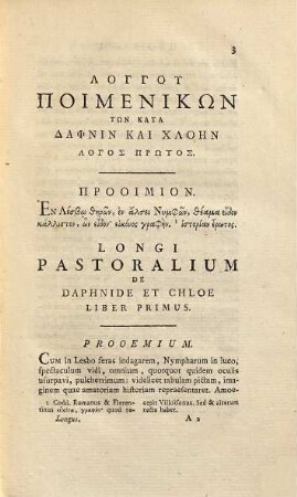 Longu Poimenikōn Tōn Kata Kai Daphnin Kai Chloēn Biblia 4 : = Longi Pastoralium De Daphnide Et Chloe Libri IV Graece Et Latine