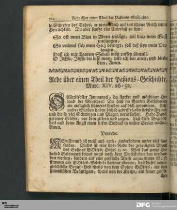 Rede über einen Theil der Paßions-Geschichte, Marc. XIV. 26-52.