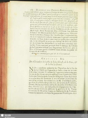Chapitre XL. Des Chevaliers de la Foi de Jesus-Christ, de la Paix, & de la Foi en France