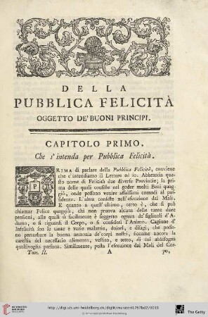 Della pubblica felicità Oggetto de'buoni principi