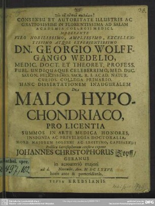 De malo hypochondriaco