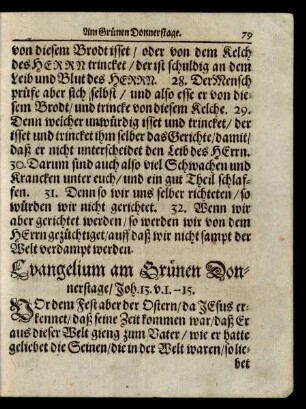 Evangelium am Grünen Donnerstage/ ...