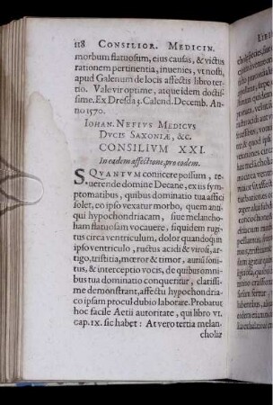 Consilium XXI. In eadem affectione, pro eodem