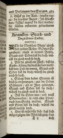Krancken- Sterb- und Begräbnis-Lieder.