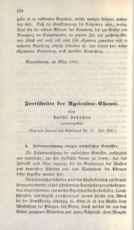 Fortschritte der Agricultur-Chemie.