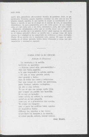Cada uno a su oficio - Fábula de Emerson