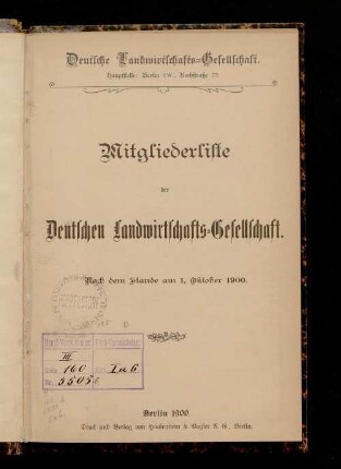 Mitgliederliste der Deutschen Landwirtschafts-Gesellschaft