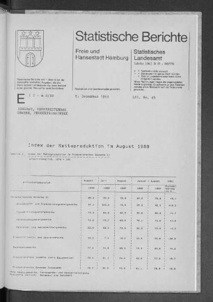 Index der Nettoproduktion im August 1988 : Lfd. Nr. 45